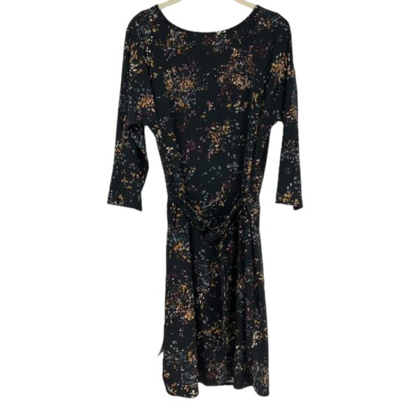 Le Chateau Black floral NWT Boatneck 3/4 sleeve midi dress Size XS - Picture 2 of 16